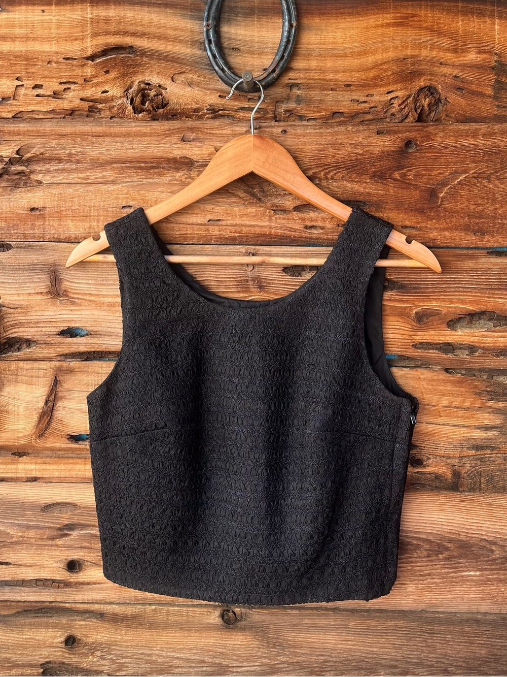 VINTAGE | Tina Hagen 90s Y2K Women's Black Textured Crop Tank Top 6